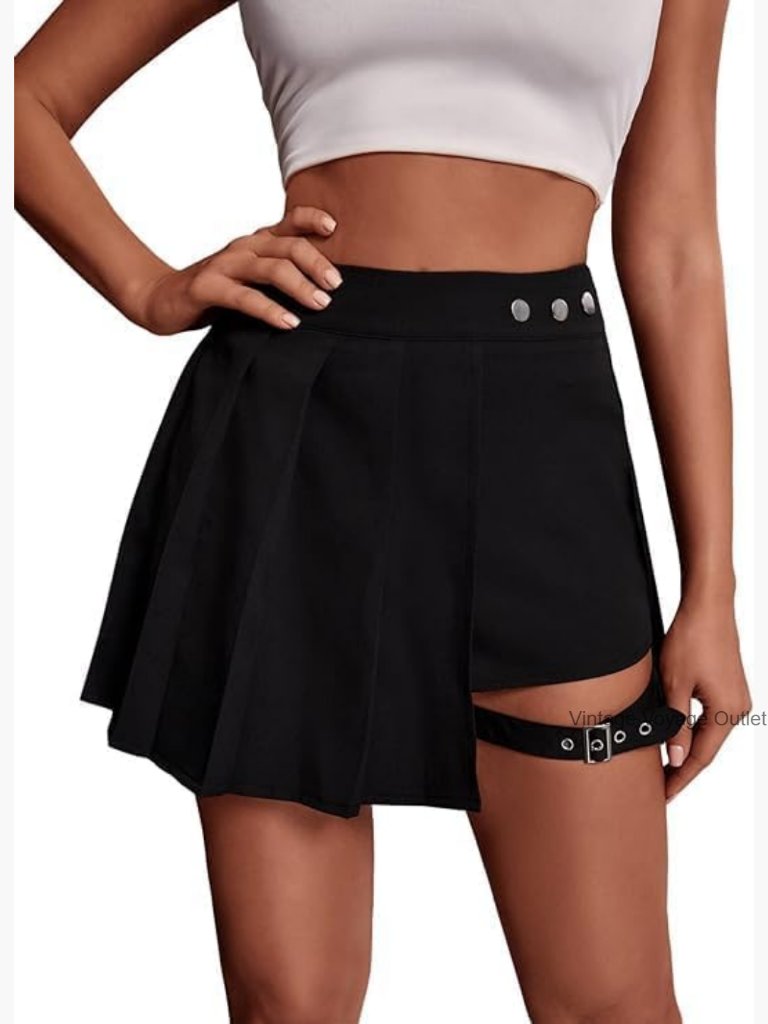 High Waist Pleated Skort Asymmetrical Skirt Shorts Active Wear